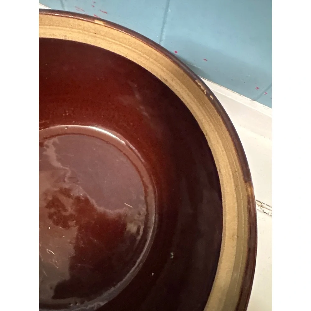 Vintage Brown Stoneware Casserole Dish with Lid Embossed Floral Base